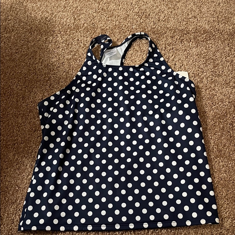 Navy Polka Dot Lands End Swim Top